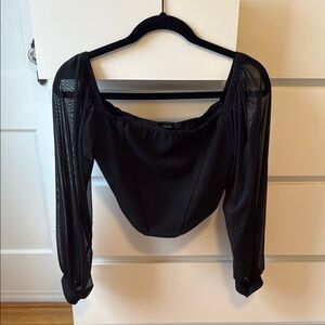 PrettyLittleThing Black Puff Sleeve Fitted Blouse
